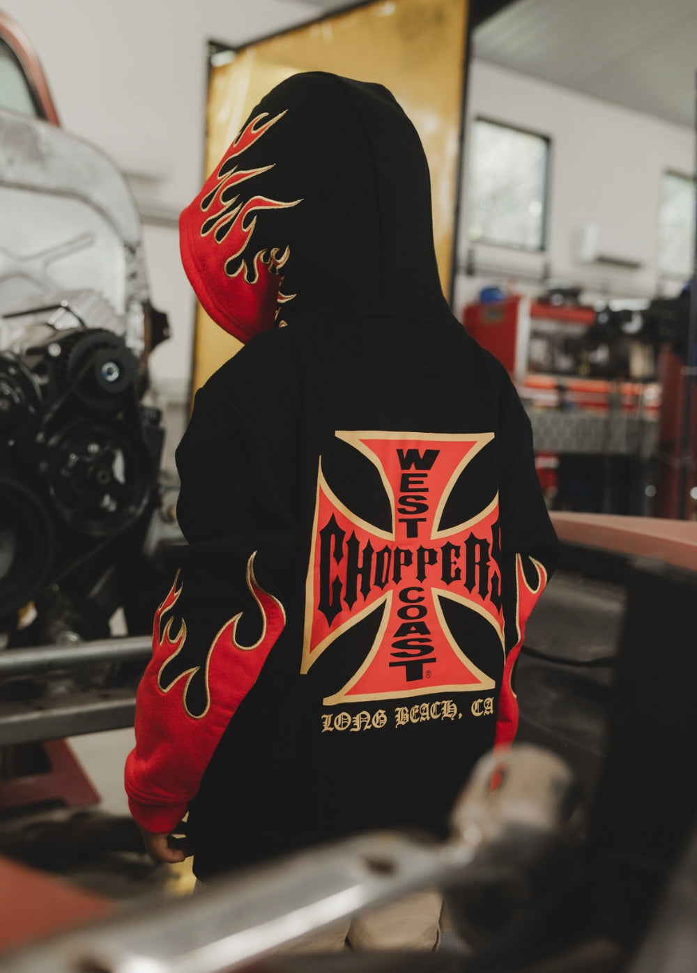 West Coast Choppers Flame Hoodie Red - Little Trouble