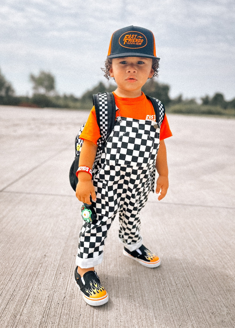 その他 bel&bow checkerboard overall Classic Checkered Overalls - Black | Little Trouble その他