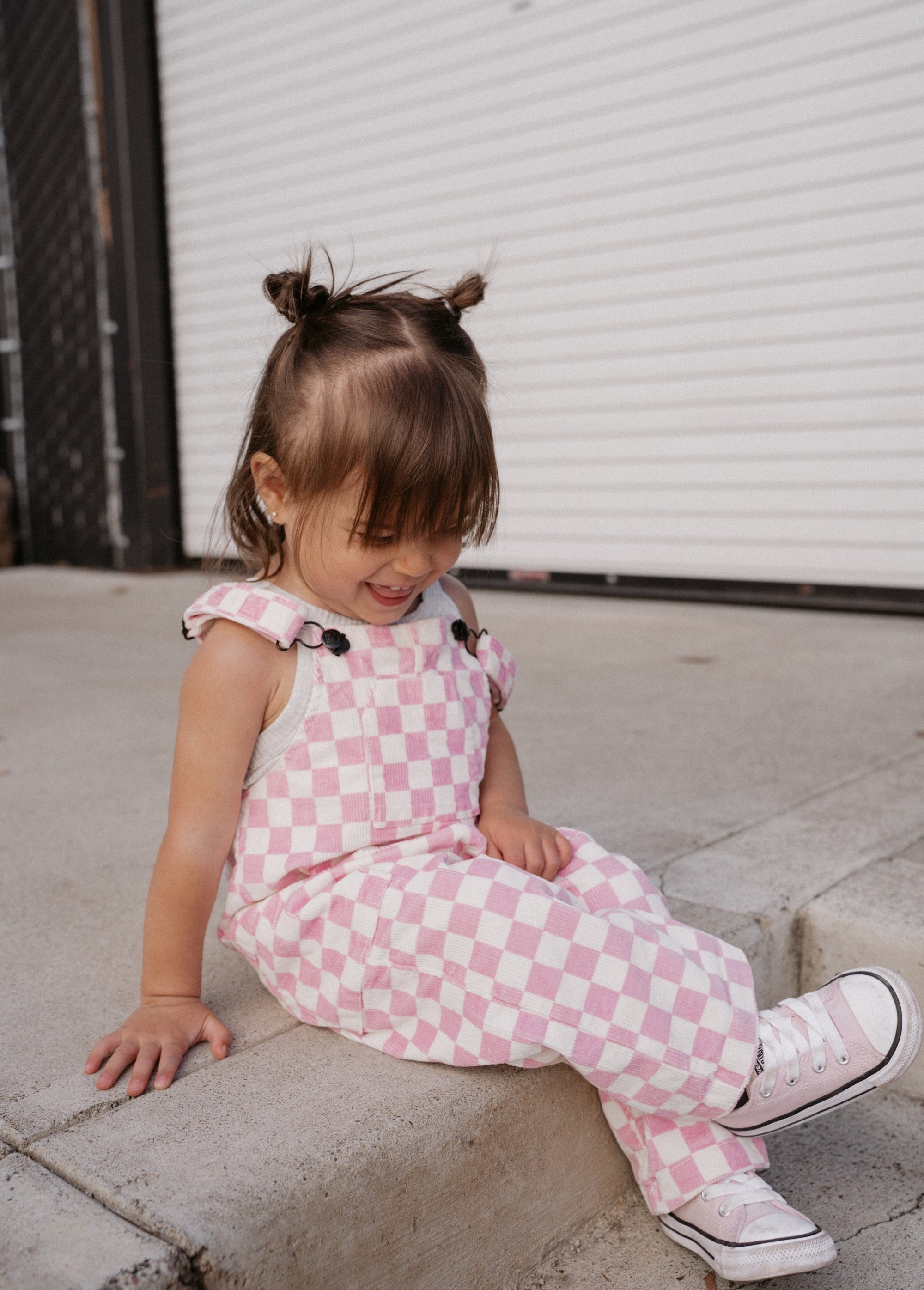 Checkered Overalls - Pink | Little Trouble