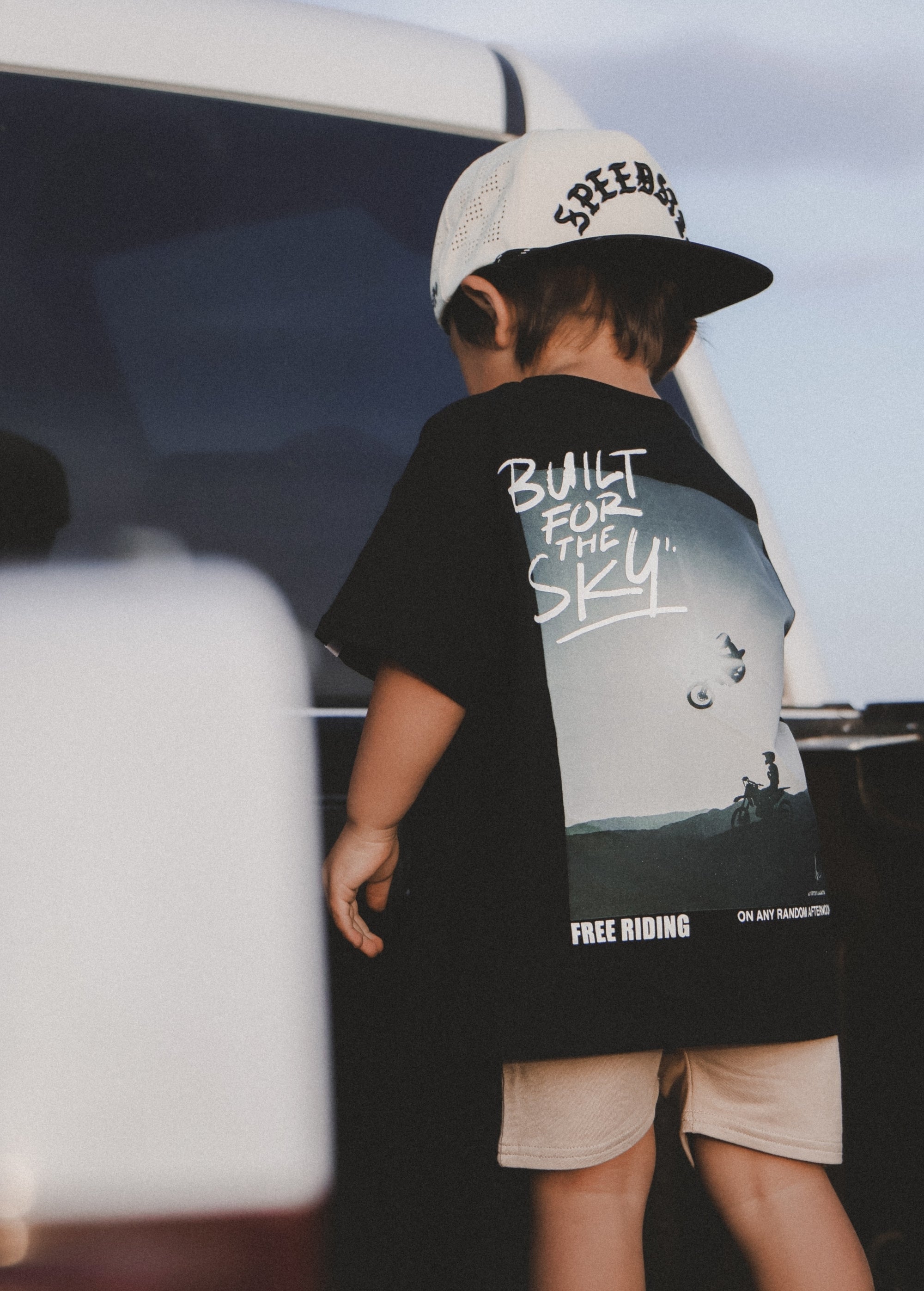 Free Ride Moto Graphic Tee for Boys in Black