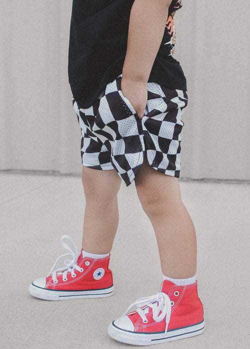 Black Checker Basketball Shorts