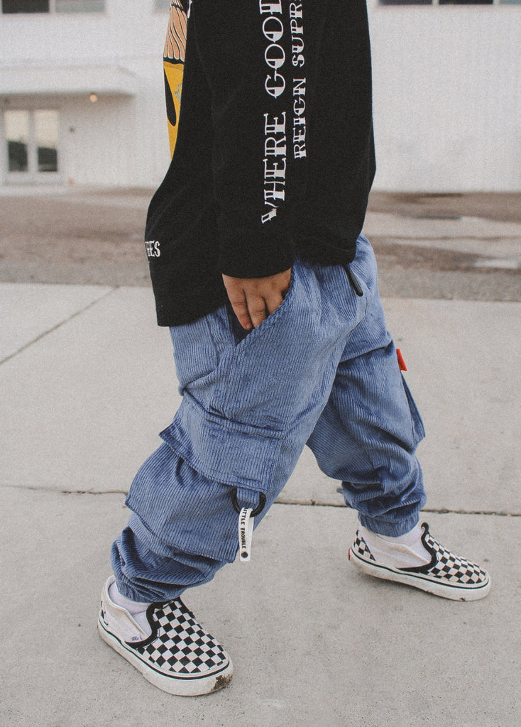 Dusty Blue Cord Cargos
