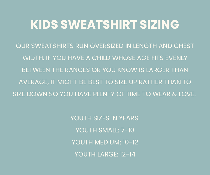 Youth on sale size sweatshirts