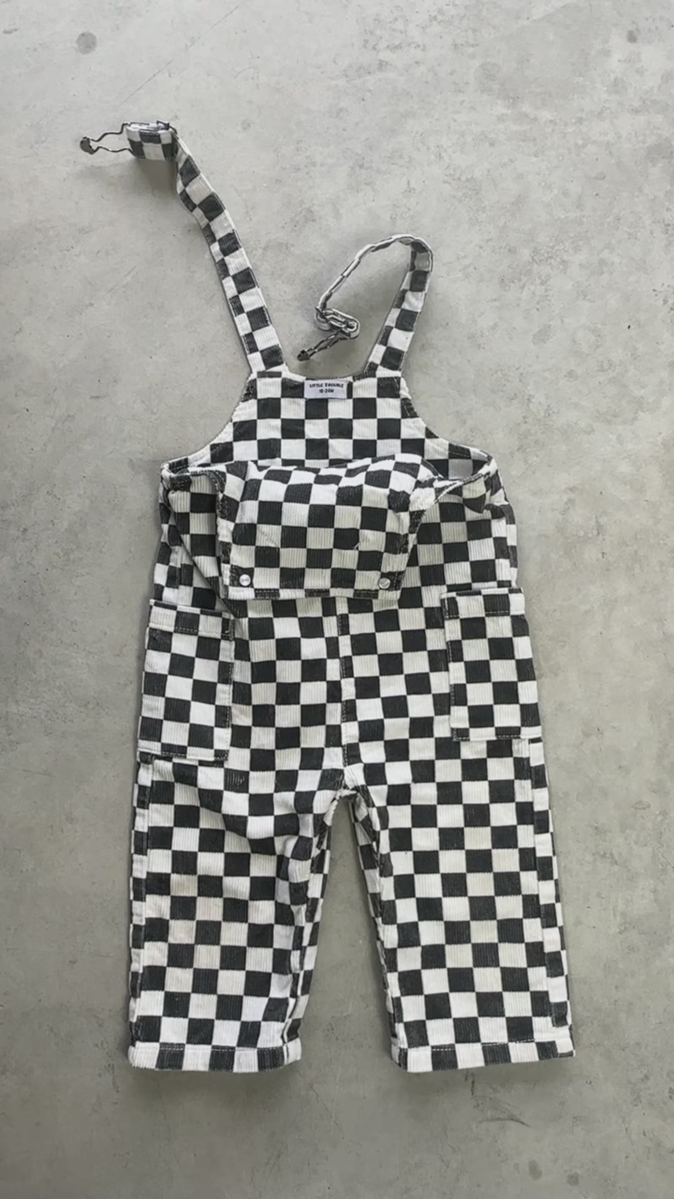 Classic Checkered Overalls - Black | Little Trouble